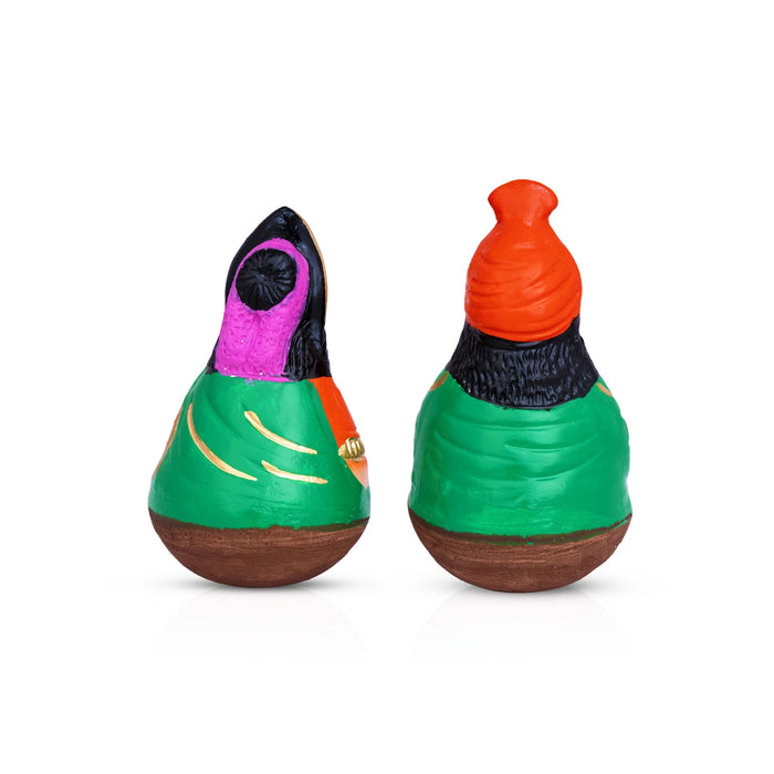 Roly Poly Balancing Doll Clay Golu Bommai Pair - 8 x 5 Inches | Giri Golu Doll/ Navaratri Kolu Bommai/ Bommalu
