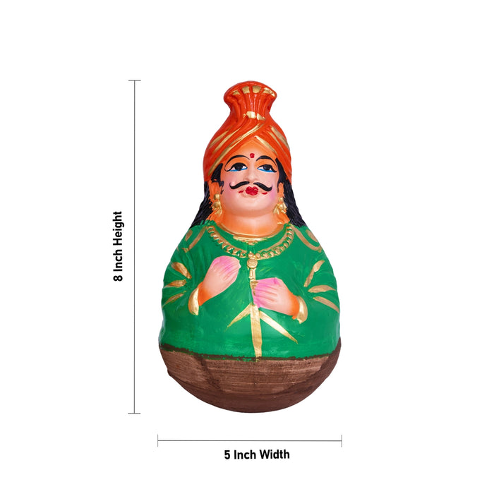 Roly Poly Balancing Doll Clay Golu Bommai Pair - 8 x 5 Inches | Giri Golu Doll/ Navaratri Kolu Bommai/ Bommalu