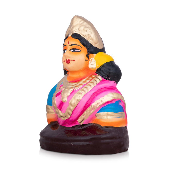 Gowri Face Clay Golu Bommai - 5 x 3.5 Inches | Giri Golu Doll/ Navaratri Golu Bomma/Gombe/Bommai