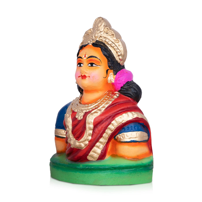 Gowri Face Clay Golu Bommai - 10 x 5.5 Inches | Giri Golu Doll/ Navaratri Golu Bomma/Gombe/Bommai