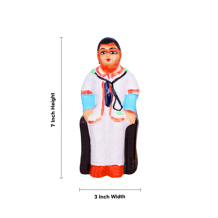 Doctor Clay Golu Bommai Set - 7 x 3 Inches | Giri Golu Doll/ Navaratri Golu Bomma/Gombe/Bommai