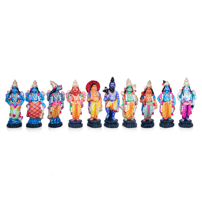 Dasavatharam Paper Mache Golu Bommai Set - 17 x 7 Inches | Giri Golu Doll/ Navaratri Golu Bomma/Gombe/Bommai