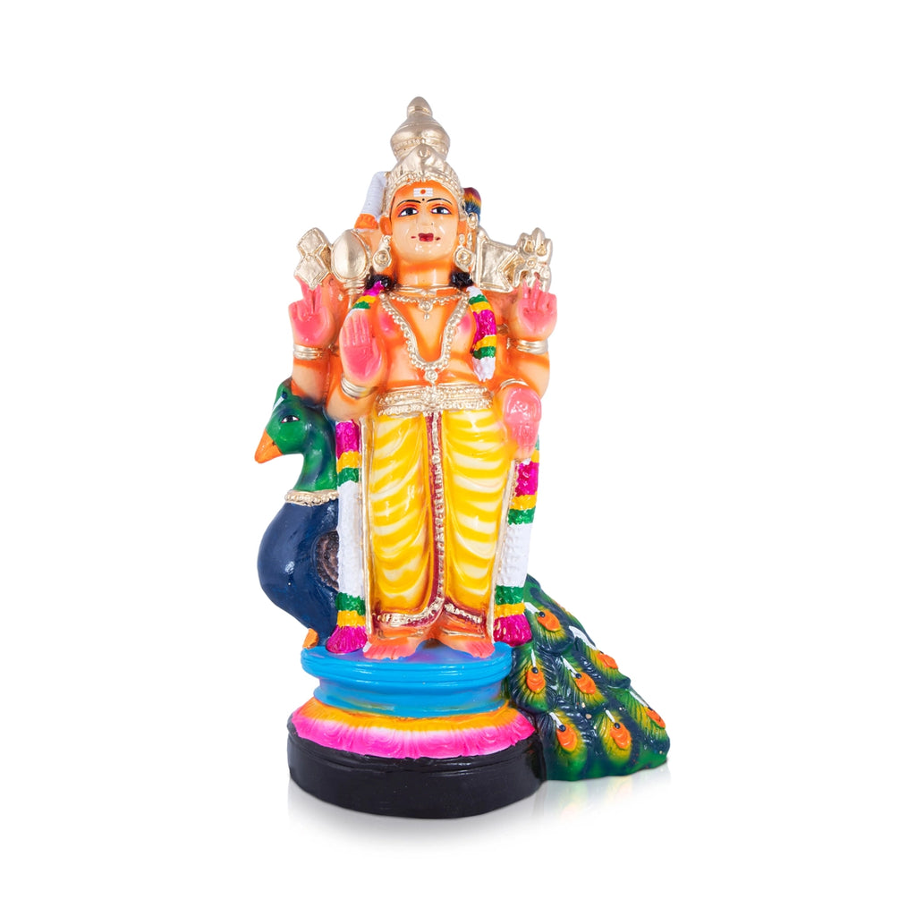 Mayil Murugan Paper Mache Golu Bommai - 21 x 10 Inches | Giri Golu Doll/ Navaratri Golu Bomma/Gombe/Bommai