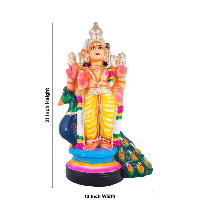 Mayil Murugan Paper Mache Golu Bommai - 21 x 10 Inches | Giri Golu Doll/ Navaratri Golu Bomma/Gombe/Bommai
