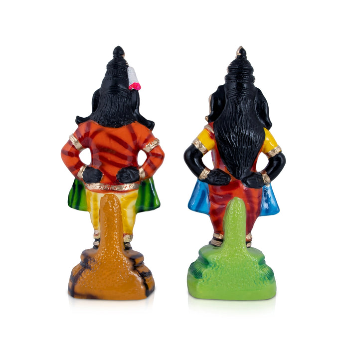 Vitthal Rukmini Paper Mache Golu Bommai Pair - 14 x 5.5 Inches | Giri Golu Doll/ Navaratri Golu Bomma/Gombe/Bommai - Paper Mache Kolu Bommai