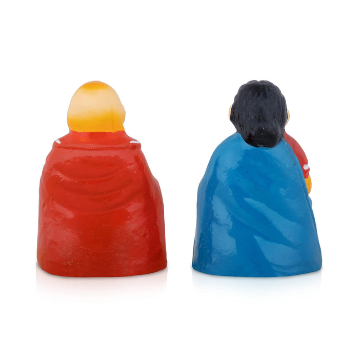 Chettiyar Chettichi Clay Golu Bommai Pair - 4.5 x 3 Inches | Golu Doll/ Navaratri Golu Bomma/ Gombe/ Bommai