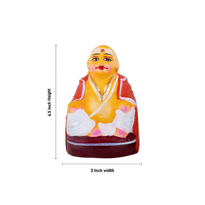 Chettiyar Chettichi Clay Golu Bommai Pair - 4.5 x 3 Inches | Golu Doll/ Navaratri Golu Bomma/ Gombe/ Bommai