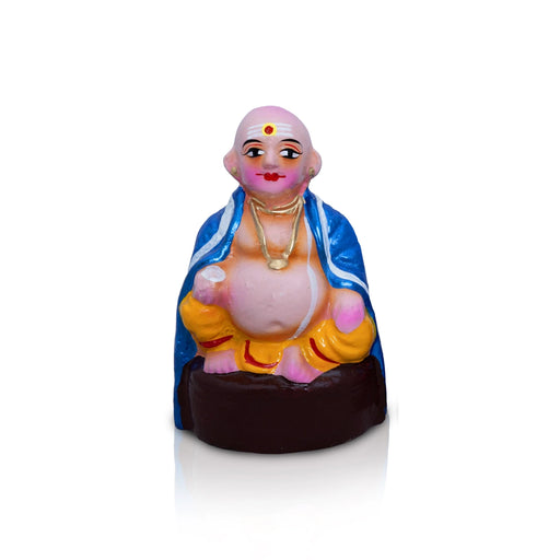 Chettiyar Chettichi Clay Golu Bommai Pair- 6 x 4 Inches | Golu Doll/ Navaratri Golu Bomma/ Gombe/ Bommai - Clay Kolu Bommai