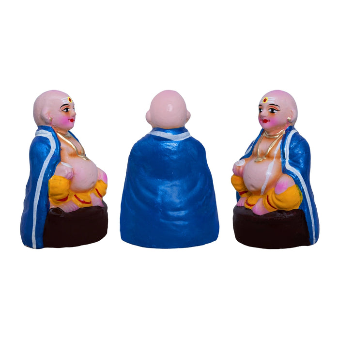 Chettiyar Chettichi Clay Golu Bommai Pair- 6 x 4 Inches | Golu Doll/ Navaratri Golu Bomma/ Gombe/ Bommai - Clay Kolu Bommai