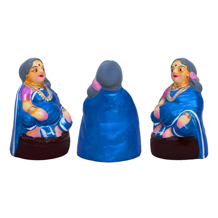 Chettiyar Chettichi Clay Golu Bommai Pair- 6 x 4 Inches | Golu Doll/ Navaratri Golu Bomma/ Gombe/ Bommai - Clay Kolu Bommai