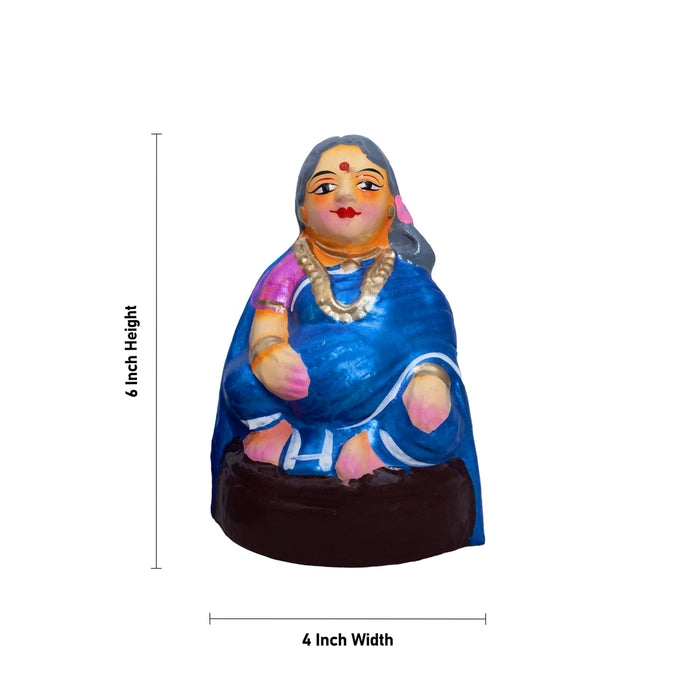 Chettiyar Chettichi Clay Golu Bommai Pair- 6 x 4 Inches | Golu Doll/ Navaratri Golu Bomma/ Gombe/ Bommai - Clay Kolu Bommai