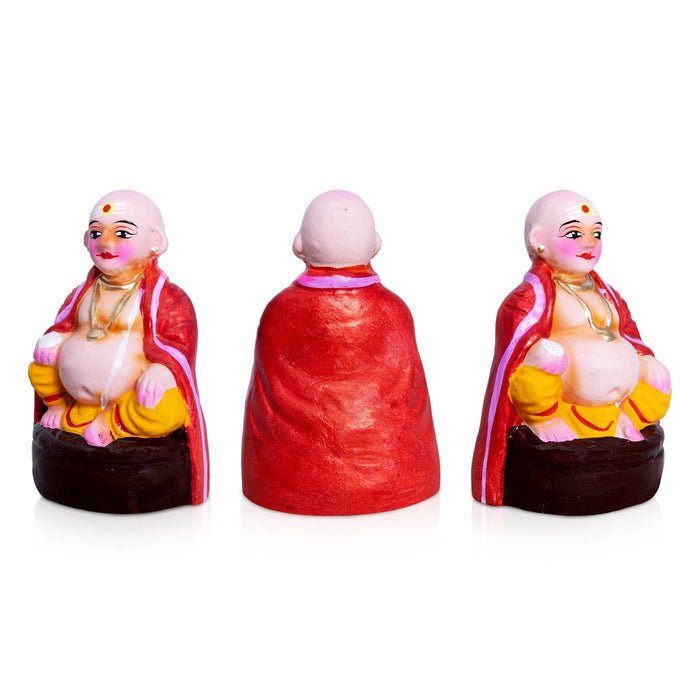 Chettiyar Chettichi Clay Golu Bommai Pair- 6 x 4 Inches | Golu Doll/ Navaratri Golu Bomma/ Gombe/ Bommai - Clay Kolu Bommai