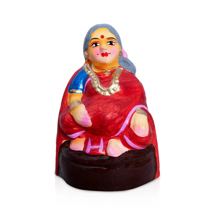 Chettiyar Chettichi Clay Golu Bommai Pair- 6 x 4 Inches | Golu Doll/ Navaratri Golu Bomma/ Gombe/ Bommai - Clay Kolu Bommai