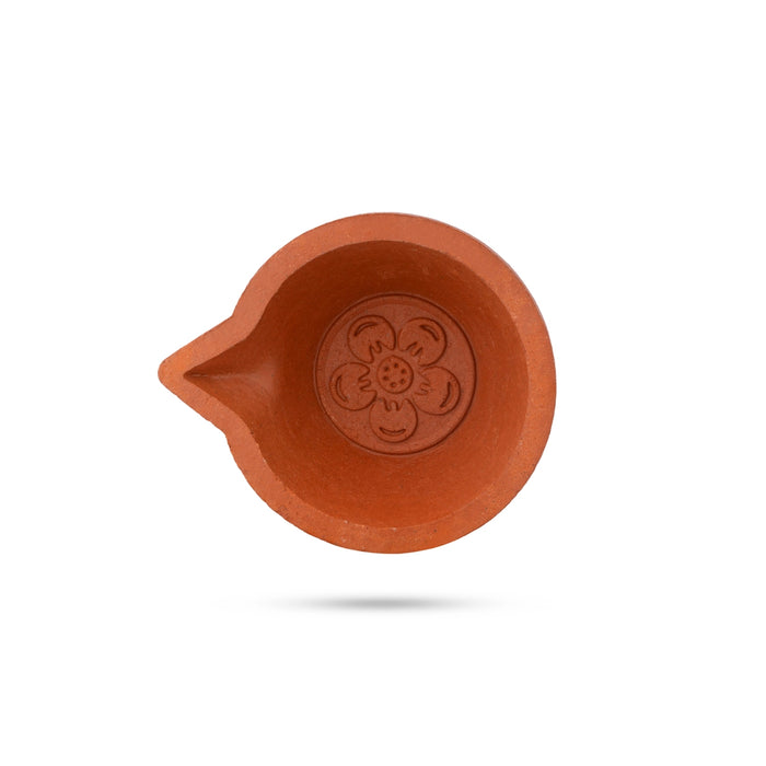 Clay Agal with Base - 2 x 2.5 Inches | Earthen Diya with Stand/ Mitti Oil Lamp for Pooja & Festival Decor