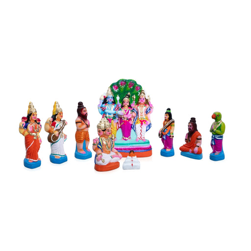 Meenakshi Kalyanam Set - 18 x 85 Inches | Clay Golu Bommai/ Golu Doll/ Navaratri Golu Bomma/Gombe/Bommai - Clay Kolu Bommai