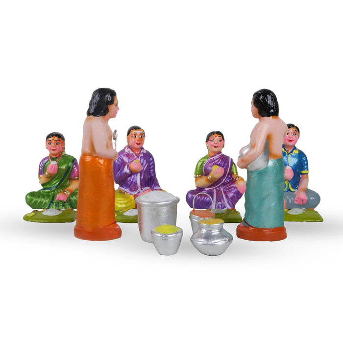 Sapadu Clay Golu Bommai Set - 6.5 x 2.5 Inches | 22 Pcs/ Giri Golu Doll/ Navaratri Golu Bomma/ Gombe/ Bommai