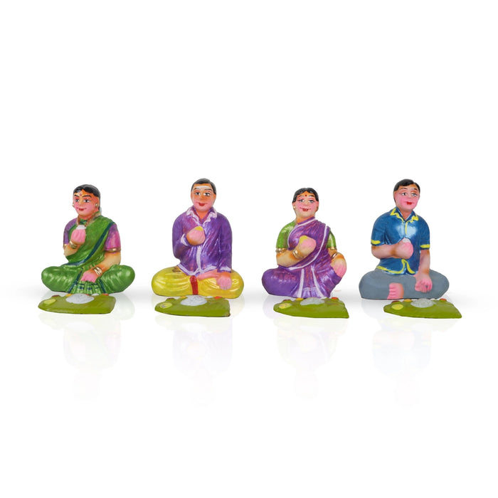 Sapadu Clay Golu Bommai Set - 6.5 x 2.5 Inches | 22 Pcs/ Giri Golu Doll/ Navaratri Golu Bomma/ Gombe/ Bommai