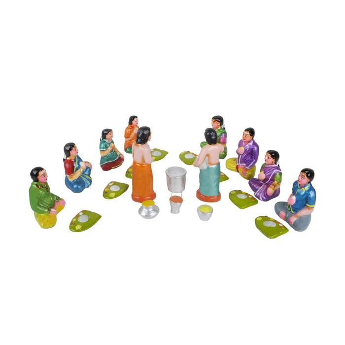 Sapadu Clay Golu Bommai Set - 6.5 x 2.5 Inches | 22 Pcs/ Giri Golu Doll/ Navaratri Golu Bomma/ Gombe/ Bommai