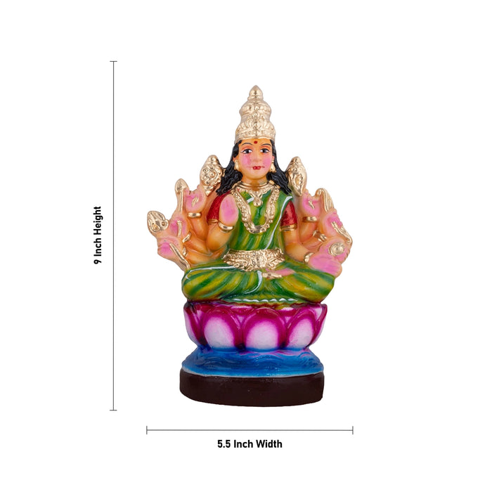 Ashta Lakshmi Clay Golu bommai Set - 9 x 5.5 Inches | Giri Golu Doll/ Navaratri Golu Bommai/ Gombe/ Dasara Doll