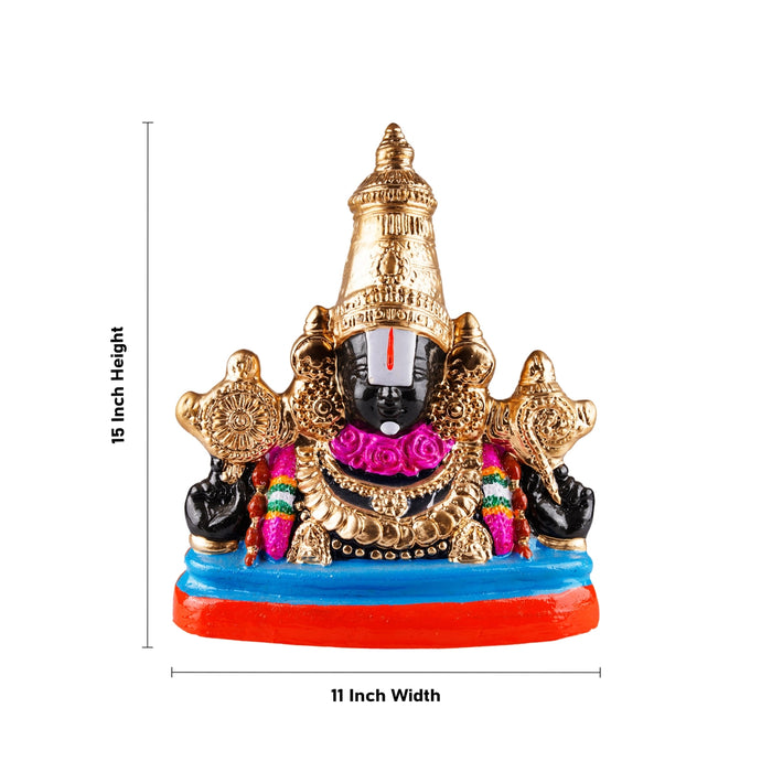 Bust Perumal Thayar Paper Mache Golu Bommai Pair - 15 x 11 Inches | Giri Golu Doll/ Navaratri Golu Bomma/Gombe - Paper Mache Kolu Bommai