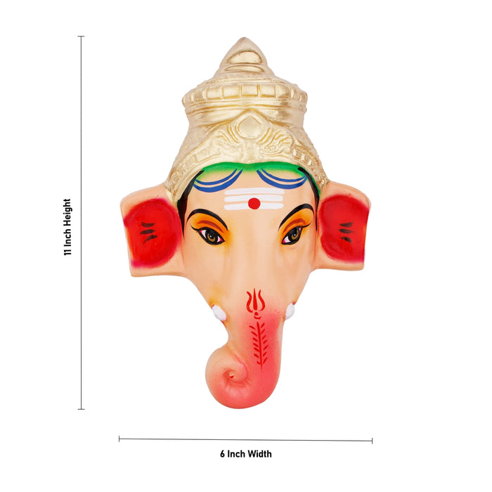 Ganesh Murti Face Paper Mache Golu Bommai - 11 x 6 Inches | Giri Golu Doll/ Navaratri Golu Bomma/ Gombe/Bommai - Paper Mache Kolu Bommai