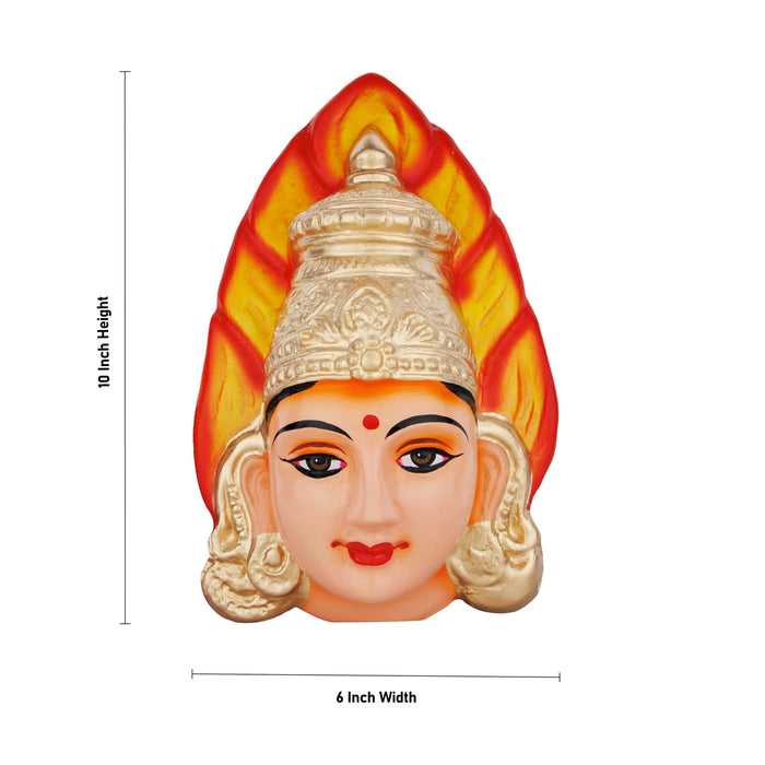 Mariamman Murti Face Paper Mache Golu Bommai- 10 x 6 Inches | Giri Golu Doll/Navaratri Golu Bomma/Gombe/Bommai - Paper Mache Kolu Bommai