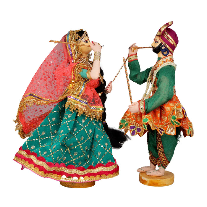 Dandiya Dancing Doll Cloth Golu Bommai Pair - 12 x 7 Inches | Giri Golu Doll/ Navaratri Golu Bomma/Gombe - Cloth Kolu Bommai