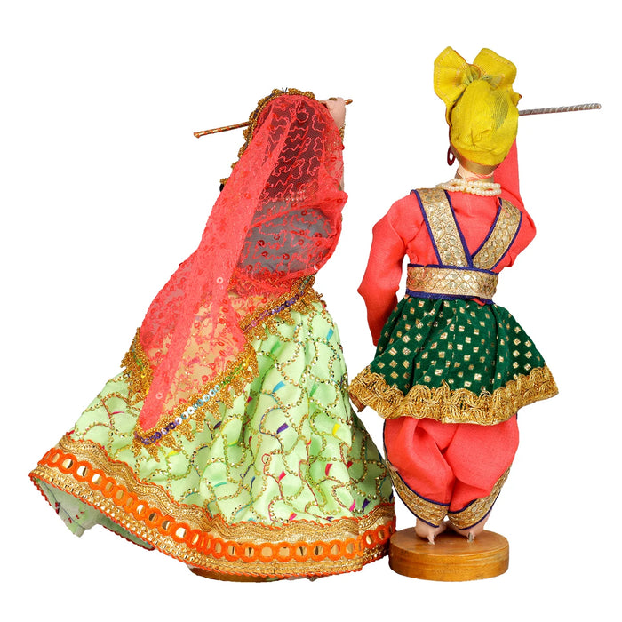 Dandiya Dancing Doll Cloth Golu Bommai Pair - 12 x 7 Inches | Giri Golu Doll/ Navaratri Golu Bomma/Gombe - Cloth Kolu Bommai