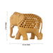 Elephant Statue - 4 X 4.5 Inches | Carving Jali Design Elephant Idol/ Wooden Elephant Sculpture For Home Decor - Table Stand Accessories