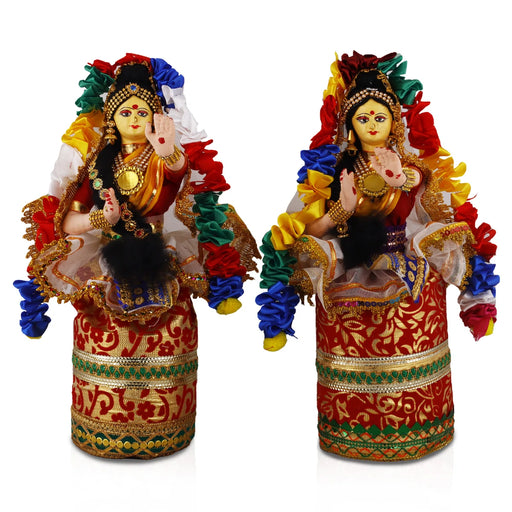 Manipuri Dancing Doll Cloth Golu Bommai Pair - 12 x 3 Inches | Giri Golu Doll/ Navaratri Golu Bomma/Gombe - Cloth Kolu Bommai