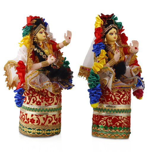 Manipuri Dancing Doll Cloth Golu Bommai Pair - 12 x 3 Inches | Giri Golu Doll/ Navaratri Golu Bomma/Gombe - Cloth Kolu Bommai