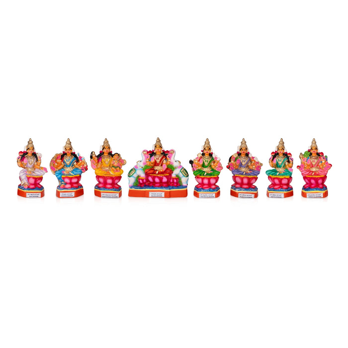 Ashta Lakshmi Clay Golu bommai Set - 12.5 x 11.5 Inches | Giri Golu Doll/ Navaratri Golu Bommai/ Gombe