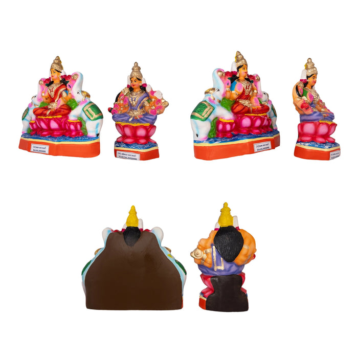 Ashta Lakshmi Clay Golu bommai Set - 12.5 x 11.5 Inches | Giri Golu Doll/ Navaratri Golu Bommai/ Gombe