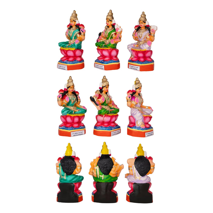 Ashta Lakshmi Clay Golu bommai Set - 12.5 x 11.5 Inches | Giri Golu Doll/ Navaratri Golu Bommai/ Gombe