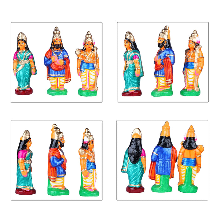 Seetha Kalyanam Clay Golu Bommai Set - 8.5 x 3 Inches | 10 Pcs/ Giri Golu Doll/ Navaratri Golu Bomma/Gombe/Bommai