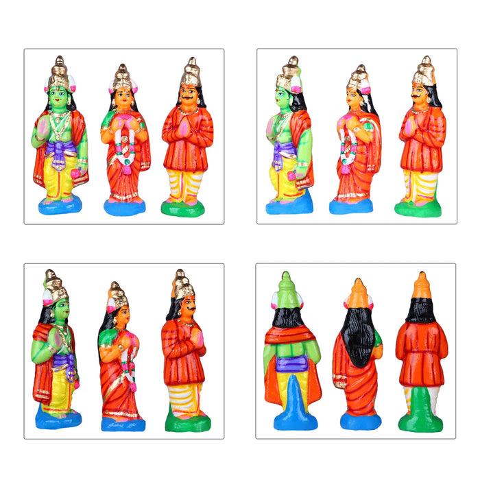 Seetha Kalyanam Clay Golu Bommai Set - 8.5 x 3 Inches | 10 Pcs/ Giri Golu Doll/ Navaratri Golu Bomma/Gombe/Bommai