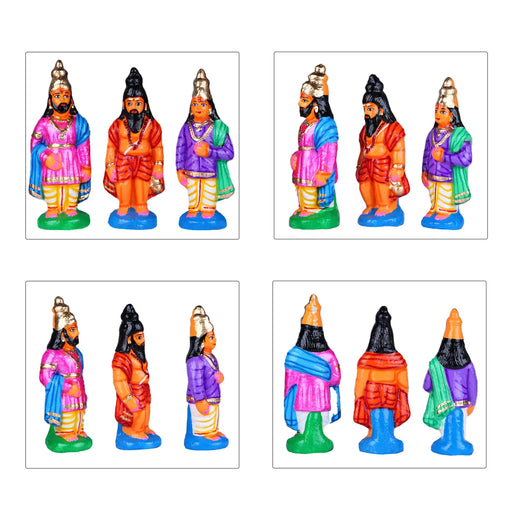 Seetha Kalyanam Clay Golu Bommai Set - 8.5 x 3 Inches | 10 Pcs/ Giri Golu Doll/ Navaratri Golu Bomma/Gombe/Bommai - Clay Golu Bommai
