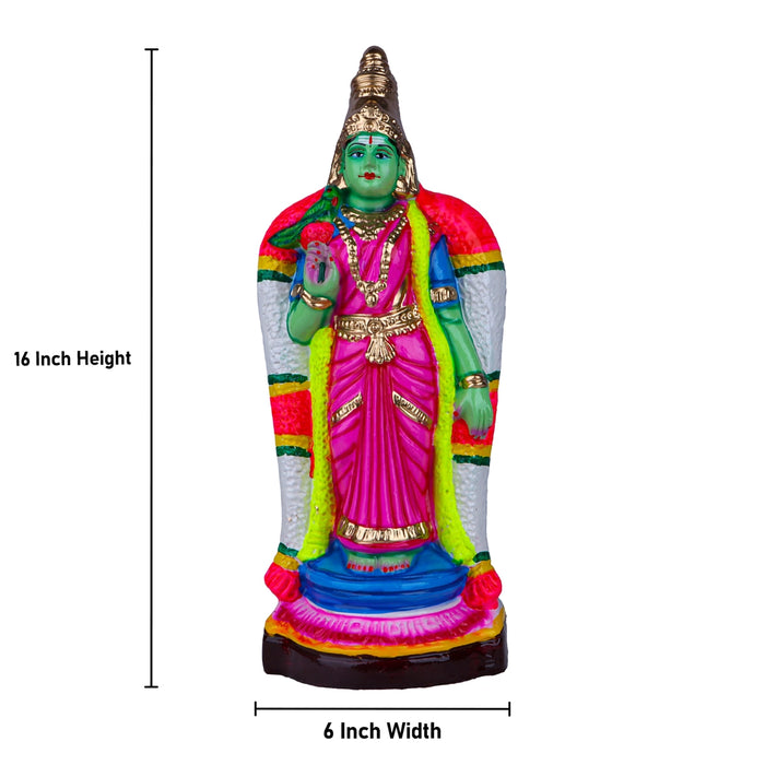 Meenakshi Amman Statue Paper Mache Golu Bommai - 16 X 6 Inches | Giri Golu Doll/ Navaratri Golu Bommai/ Gombe - Paper Mache Kolu Bommai