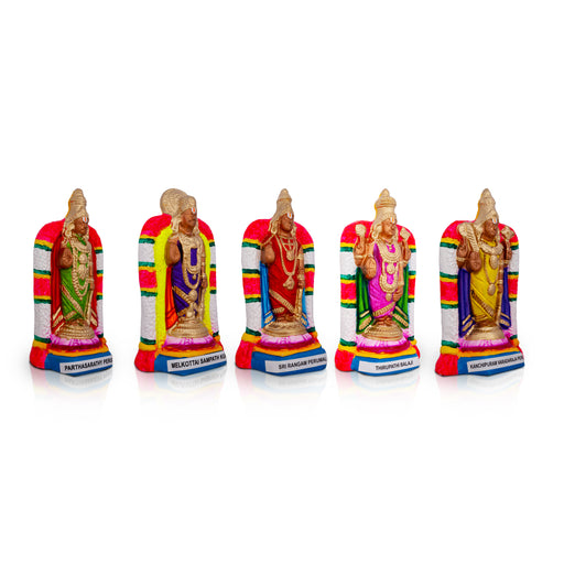 5 Suvai Perumal Paper Mache Golu Bommai Set - 9 x 5 Inches | Giri Golu Doll/ Navaratri Golu Bomma/ Gombe/ Bommai - Paper Mache Kolu Bommai