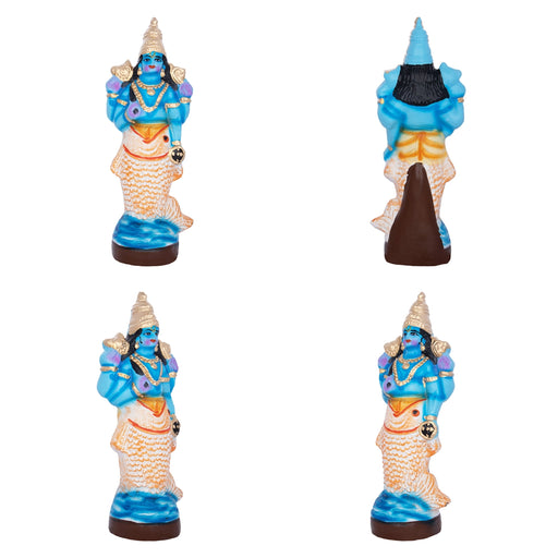 Dasavatharam Clay Golu Bommai Set - 10 x 3.5 Inches | Giri Golu Doll/ Navaratri Golu Bomma/ Gombe/ Bommai - Clay Kolu Bommai