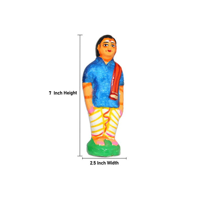 Marriage Clay Golu Bommai Set - 7 x 2.5 Inches | Giri Golu Bommai/ Navaratri Golu Doll / Gombe / Bomma