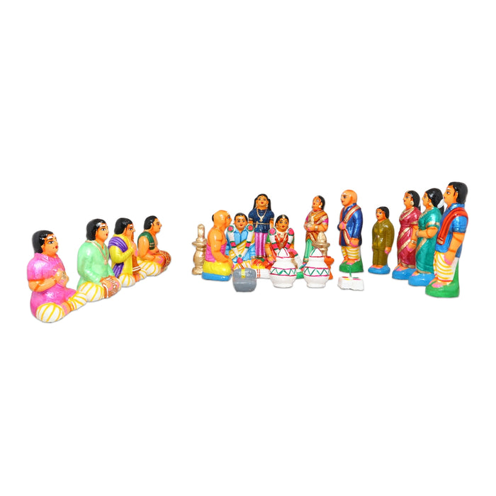 Marriage Clay Golu Bommai Set - 7 x 2.5 Inches | Giri Golu Bommai/ Navaratri Golu Doll / Gombe / Bomma