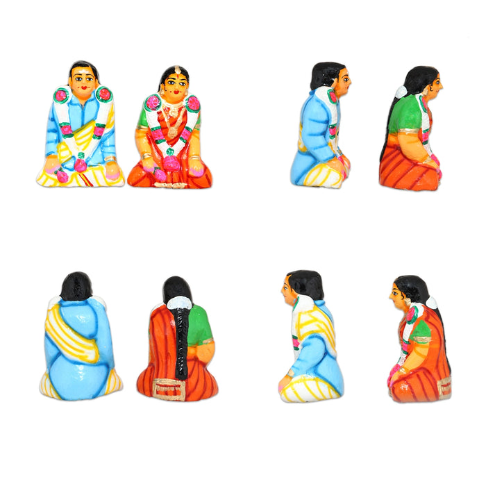 Marriage Clay Golu Bommai Set - 7 x 2.5 Inches | Giri Golu Bommai/ Navaratri Golu Doll / Gombe / Bomma