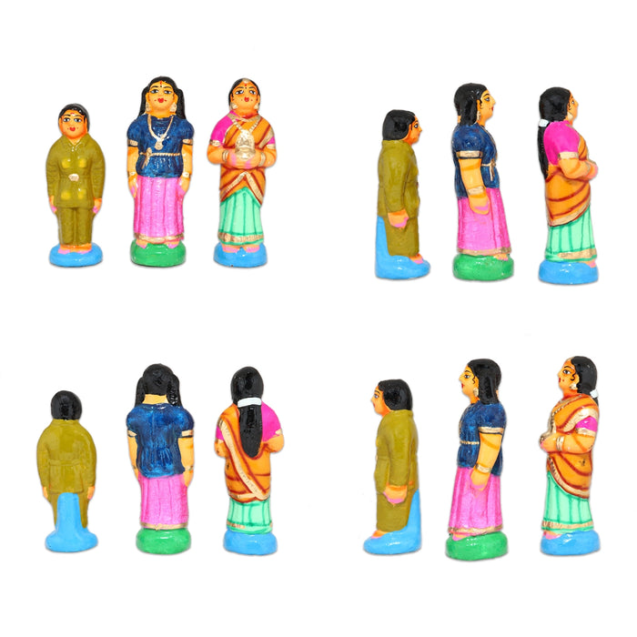 Marriage Clay Golu Bommai Set - 7 x 2.5 Inches | Giri Golu Bommai/ Navaratri Golu Doll / Gombe / Bomma