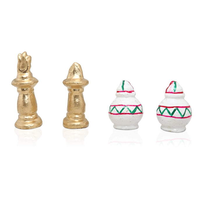 Marriage Clay Golu Bommai Set - 7 x 2.5 Inches | Giri Golu Bommai/ Navaratri Golu Doll / Gombe / Bomma