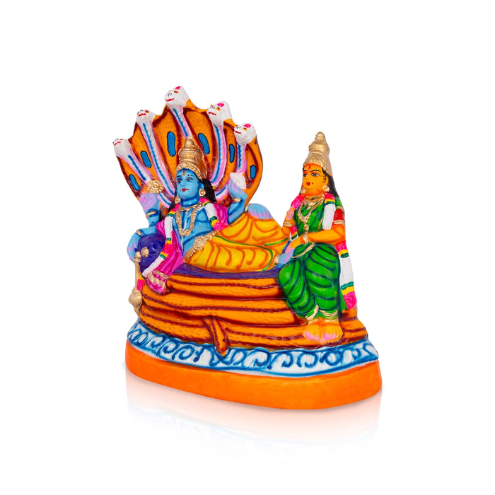 Sri Ranganathar Statue With Lakshmi Paper Mache Golu Bommai - 14 X 13 Inches | Giri Golu Doll/ Navaratri Gombe - Paper Mache Kolu Bommai