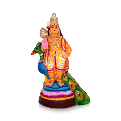 Murugan Statue Paper Mache Golu Bommai - 17 X 10 Inches | Giri Golu Doll/ Navaratri Golu Bomma/ Gombe/ Bommai