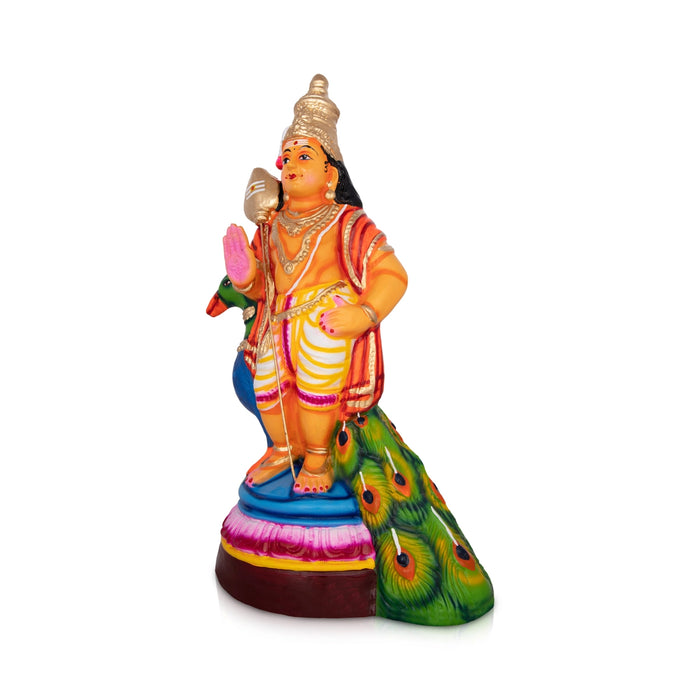 Murugan Statue Paper Mache Golu Bommai - 17 X 10 Inches | Giri Golu Doll/ Navaratri Golu Bomma/ Gombe/ Bommai - Paper Mache Kolu Bommai