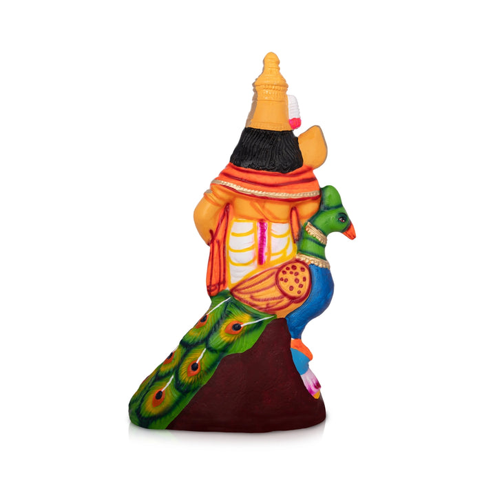 Murugan Statue Paper Mache Golu Bommai - 17 X 10 Inches | Giri Golu Doll/ Navaratri Golu Bomma/ Gombe/ Bommai - Paper Mache Kolu Bommai