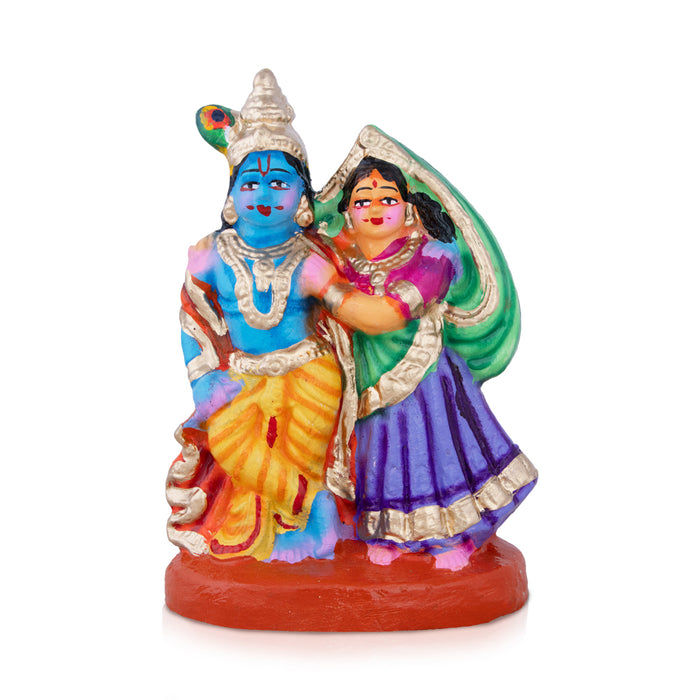 Radha Krishna Clay Golu Bommai - 8 x 6 Inches | Giri Golu Doll/ Navaratri Golu Bomma/Gombe/Bommai